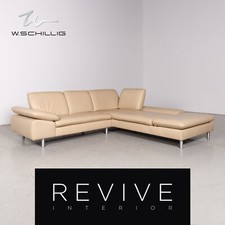 Willi Schillig Loop Designer Leder Sofa Beige Echtleder Ecksofa Couch #7817
