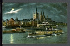 AK Köln bei Nacht Rhein mit