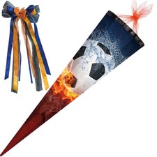 Nestler Schultüte Fussball Feuer 85 cm mit Schleife Einschulung Schulanfang Shop