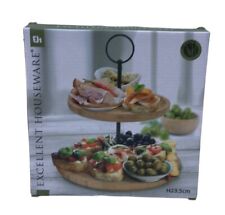 Etagere mit 2 Stöckig Aus Bambus 23,5cm Servierständer  Servierplatte