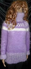 PULLOVER LANGHAAR MOHAIR ROLLKRAGEN HANDGESTRICKT Gr. 42 JUMPER XL HAND KNITTED 