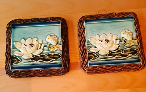 Antike keramik wandfliese - 2x,