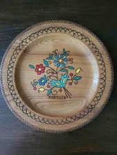 alter Wandteller Holz bemalt