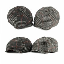 Retro Herren Zeitungsjunge Mütze Bäcker Junge Cabbie Gatsby kariert Baskenmütze