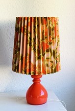 60er Jahre Tisch Lampe Orange/Bunt Vintage Plissee Schirm  voll funktionsfähig