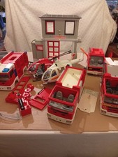 Playmobil Konvolut Feuerwehr Station Fahrzeuge Heli als Ersatzteilespender