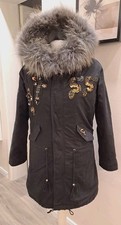 Miss&Furs Damen Parka Gr.L Echtes Pelz Schwarz 2 in 1 Jacke