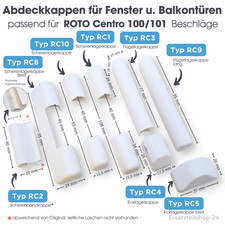 Abdeckkappen, passend für ROTO Centro 100 Fenster Beschlag Scherenlagerkappen