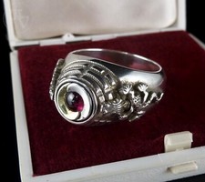 Alter Giftring 835 Silber Ich atme tief und ohne Angst Silberring Gr 73 / 23,2mm