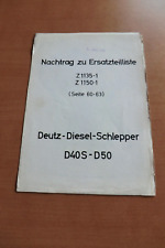 Ersatzteilliste Nachtrag Deutz D50 Riemenscheibenantrieb hinten Ausgabe 1962