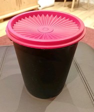 Tupperware Kanister 1,2L Kafeedose rund Sonnendeckel Vorratsbehälter schwarz/rot