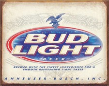 Budweiser Bier USA Bud Light Metall Schild Bar Werbung Deko Plakat
