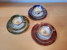 Geschirrset 9-teilig, Tee Service, Tee-Geschirr, Bavaria, Farbig Mit Golddetails