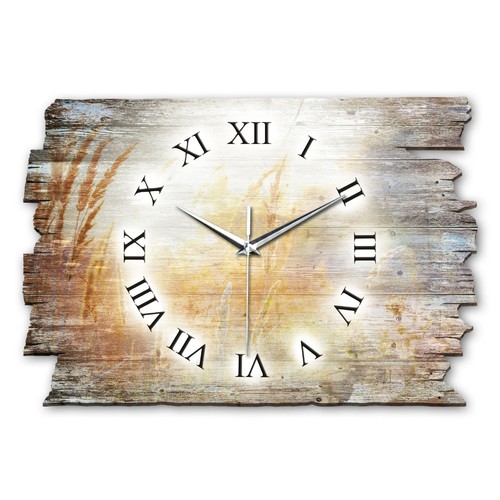 Wiese funk wanduhr - wiese, naturholz