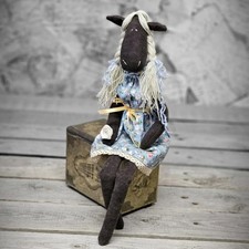 Design Stoffpferd Pferd im Tilda-Stil 43 cm m. Blume Kleid Zöpfen Handarbeit