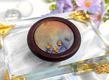 Brosche seidenmalerei holz - brosche,