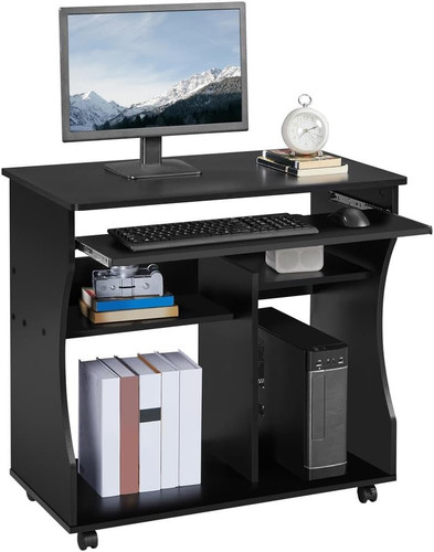 Holz rollbarer computertisch - holz,
