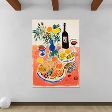 Stillleben Küche Wandbild Raoul Dufy Stil - Gerollter Wandbilddruck auf Leinwand