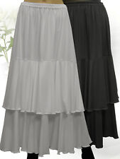 LAGENLOOK Shabby Volant Godet-Rock schwarz L-XL-XXL-XXXL 46 48 50 52 54 56 58