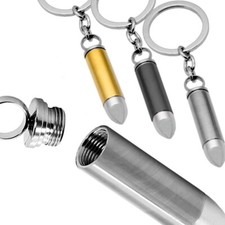 Edelstahl Schlüsselanhänger Patrone Hülse Geheimfach Goldfarben Schwarz Anhänger