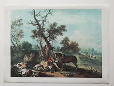 Kunstdruck auf Leinwand Pferd mit Reiter und 2 Hunden (100-1)