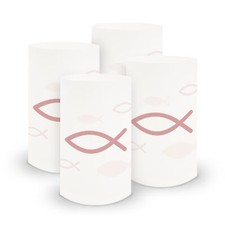 itenga 6x Windlicht Fisch Rosa Kommunion Konfirmation Taufe Deko Jungen Mädchen
