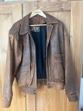 Coole Herren Vintage Lederjacke von MTV Australien, XL, Farbe braun, 1990er
