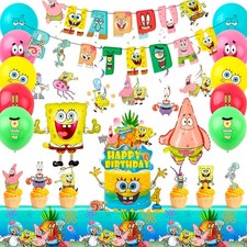 SpongeBob Party Dekoration 38 Tischdecke Kuchen Topper Geburtstag Folie Ballons