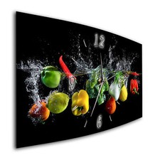 BM Wanduhr 50 cm x 25 cm  leises Uhrwerk Funkwanduhr Küchenuhr Gemüse 8376-1a