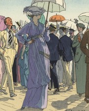 MODE - Gazette du Bon Ton, Que c'est beau la mer - Louise Chéruit - Pochoir 1913