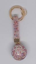 Kristall Strass Kugel Schlüsselanhänger in Rosa Mix mit Schlaufe & Karabiner 