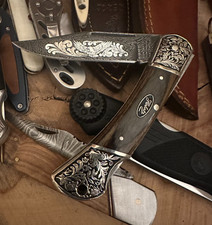 HERBERTZ Jagdmesser  DAMASTKLINGE mit GRAVUR GREIFVOGEL EDEL VINTAGE