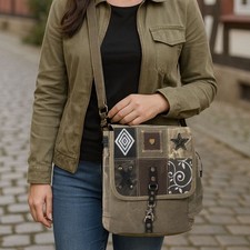Sunsa Damen Umhängetasche. Canvas Messenger Tasche. Schultertasche Patchwork