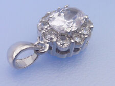 Echt 925 Sterling Silber Anhänger Zirkonia Steinen rhodiniert oval weiß rund