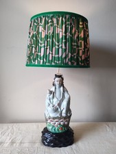 Vintage chinesisches Porzellan Guanyin und Kind Lampenfuß Republik Stil orientalisch 