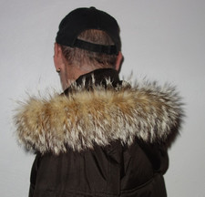 Kojote Pelz Kapuze Kragen Echt Fellkragen Coyote Pelzkragen für Jacke Parka 63cm