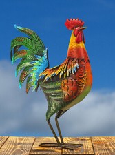 Gartenfigur Hahn Volker Metall Vogel bunt 49 cm groß witzig Gartendeko