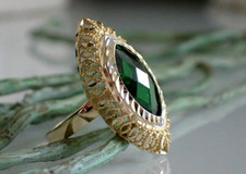 Damen Gold Ring 585er 14 K Goldring Edelstein grün Gelbgold Damenring Gr. 57