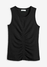 Top mit Raffung Gr. 48/50 Schwarz Damentop Shirt Bluse Tunika Neu*