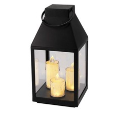 Windlicht Stalllaterne Laterne Gartenlaterne 3 LED Kerzen aussen Timer H35xB16cm