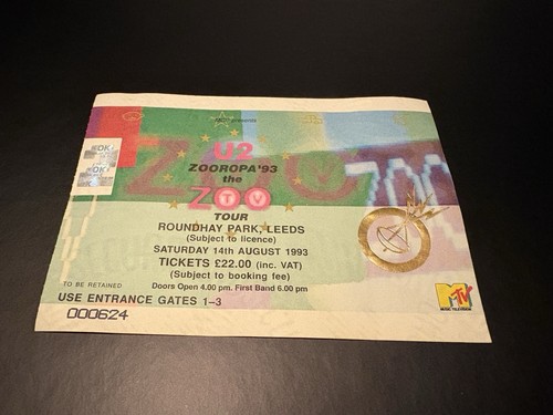 Zooropa tour ticket stub - tour,