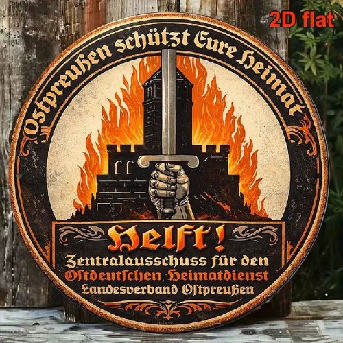 Blechschild rund ostpreußen - blechschild,