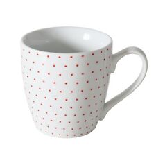 Tasse Landhaus Kaffeebecher Jumbobecher Weiß Rot Pünktchen Keramik 480ml