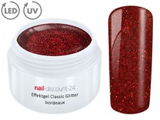 UV LED GEL GLITTER BORDEAUX Glitzer Farbgel Effekt Color Nail Art Modellage Rot