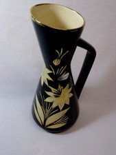 Scheurich 1 dekorative  Keramik- Krugvase schwarz -gold -50 er Jahre ca 38 cm