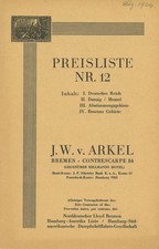 J.W.v.Arkel, Bremen: Preisliste Nr. 12 (August 1934)