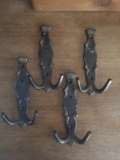 4 Garderobenhaken Vintage Metall Brüniert