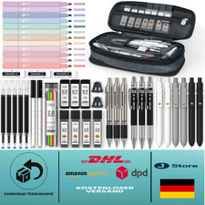 45 Stück Schulsachen | Großes Stiftemäppchen | 12 Pastell Marker
