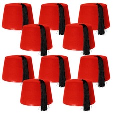 10 X ROTER FEZ HUT MAROKKANISCHER TÜRKISCHER TOMMY COOPER KOSTÜMZUBEHÖR