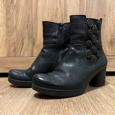THINK! ? Damen Leder Stiefelette mit raffinierten Details schwarz Größe 38,5